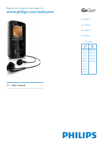Manual Philips SA3VBE08BN GoGear Mp3 Player