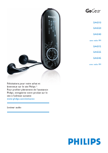 Mode d’emploi Philips SA4320 GoGear Lecteur Mp3