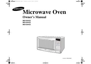 Manual Samsung MS103HCE-5 Microwave