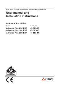 Bruksanvisning Biasi Advance Plus Combi 30C ERP Varmvattenberedare
