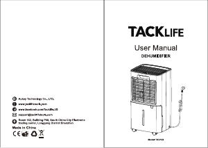 Manual Tacklife TKD122 Dehumidifier