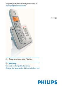 Handleiding Philips SE2451S Draadloze telefoon