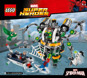 Bruksanvisning Lego set 76059 Super Heroes Spindelmannen – Doc Ocks tentakelfälla