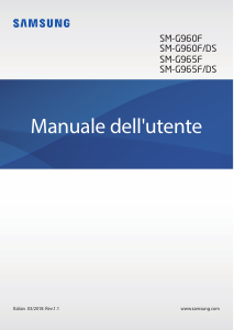 Manuale Samsung SM-G960F Galaxy S9 Telefono cellulare
