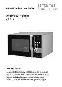 Manual de uso Hitachi MGE23 Microondas