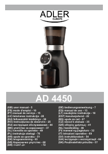 Priročnik Adler AD 4450 Mlinček za kavo