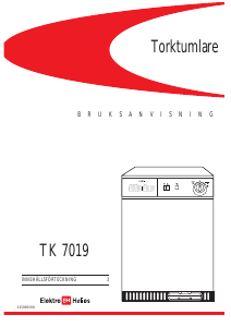 Bruksanvisning ElektroHelios TK7019 Torktumlare