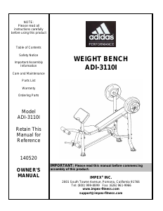 Manual Adidas ADI-3110-I Multi-gym