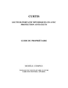 Mode d’emploi Curtis CDMP421 Lecteur CD portable