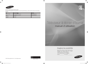 Mode d’emploi Samsung PS50C450B1 Téléviseur plasma
