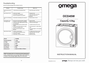 Handleiding Omega OCD45W Wasdroger