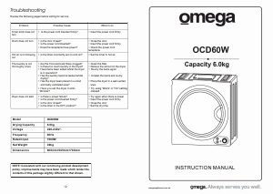 Handleiding Omega OCD60W Wasdroger