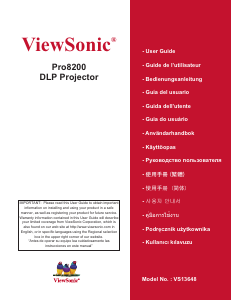Bruksanvisning ViewSonic Pro8200 Projektor