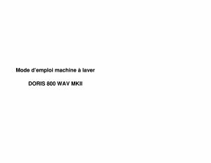 Mode d’emploi Waltham DORIS 800 WAV MKII Lave-linge