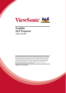 Bruksanvisning ViewSonic Pro8600 Projektor