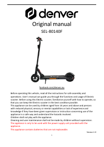 Handleiding Denver SEL-80140F Elektrische step