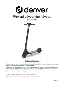 Manuál Denver SEL-65230LI Elektrický skútr