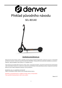 Manuál Denver SEL-80140W Elektrický skútr