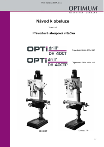 Manuál Optimum DH 40CTP Optidrill Stolní vrtačka