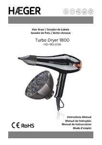 Manual Haeger HD-180.013A Secador de cabelo