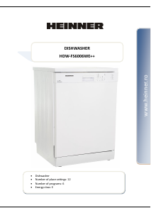 Manual Heinner HDW-FS6006WE++ Dishwasher