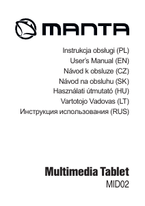 Návod Manta MID02 Tablet