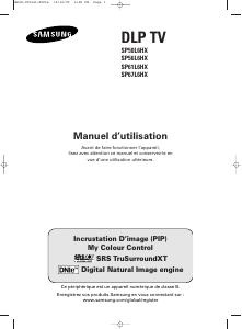 Mode d’emploi Samsung SP-61L6HX Téléviseur