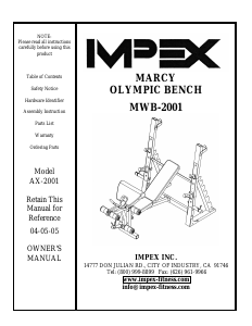 Handleiding Impex MWB-2001 Fitnessapparaat