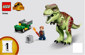 Handleiding Lego set 76944 Jurassic World T. rex dinosaurus ontsnapping