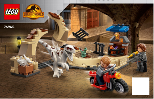 Handleiding Lego set 76945 Jurassic World Atrociraptor dinosaurus motorachtervolging