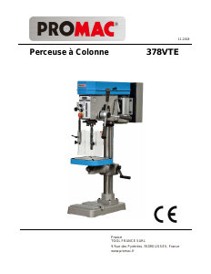 Mode d’emploi Promac 378VTE Perceuse à colonne