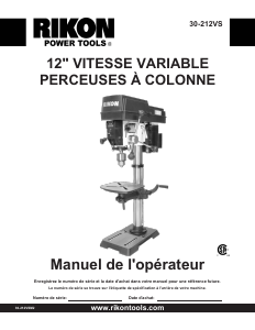 Mode d’emploi Rikon 30-212VS Perceuse à colonne