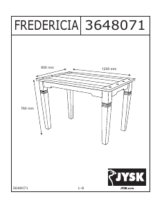 Bruksanvisning JYSK Fredericia (80x120x76) Spisebord