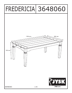 Руководство JYSK Fredericia (90x178x76) Обеденный стол