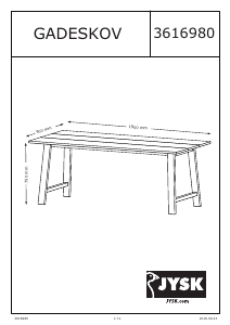 Bruksanvisning JYSK Gadeskov (90x190x75) Spisebord