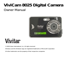 Manual Vivitar ViviCam 8025 Digital Camera