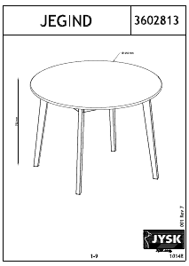 Bruksanvisning JYSK Jegind (105x75) Spisebord