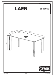 Návod JYSK Laen (80x160x75) Jedálenský stôl