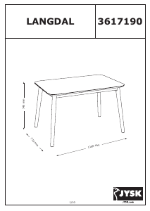 説明書 JYSK Langdal (77x118x75) ダイニングテーブル