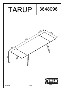 Návod JYSK Tarup (95x285x76) Jedálenský stôl