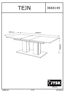 Bruksanvisning JYSK Tejn (100x230x76) Spisebord