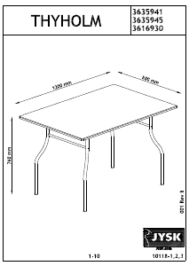 Εγχειρίδιο JYSK Thyholm (80x120x76) Τραπέζι τραπεζαρίας