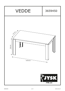 Rokasgrāmata JYSK Vedde (90x160x76) Pusdienu galds