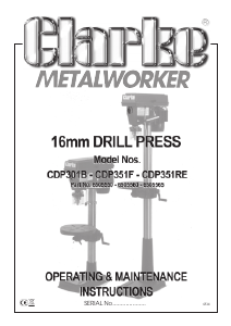 Handleiding Clarke CDP301B Kolomboormachine