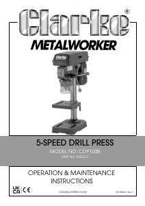 Handleiding Clarke CDP102B Kolomboormachine