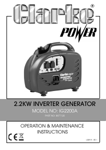 Handleiding Clarke IG2200A Generator