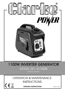 Handleiding Clarke IG1200B Generator