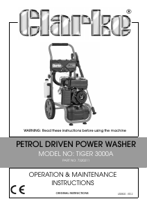 Manual Clarke Tiger 3000A Pressure Washer