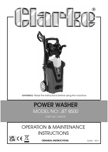 Manual Clarke JET 8500 Pressure Washer