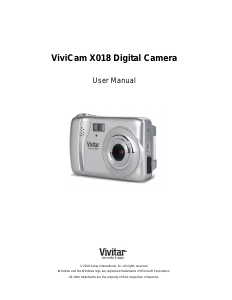 Bruksanvisning Vivitar ViviCam X018 Digitalkamera